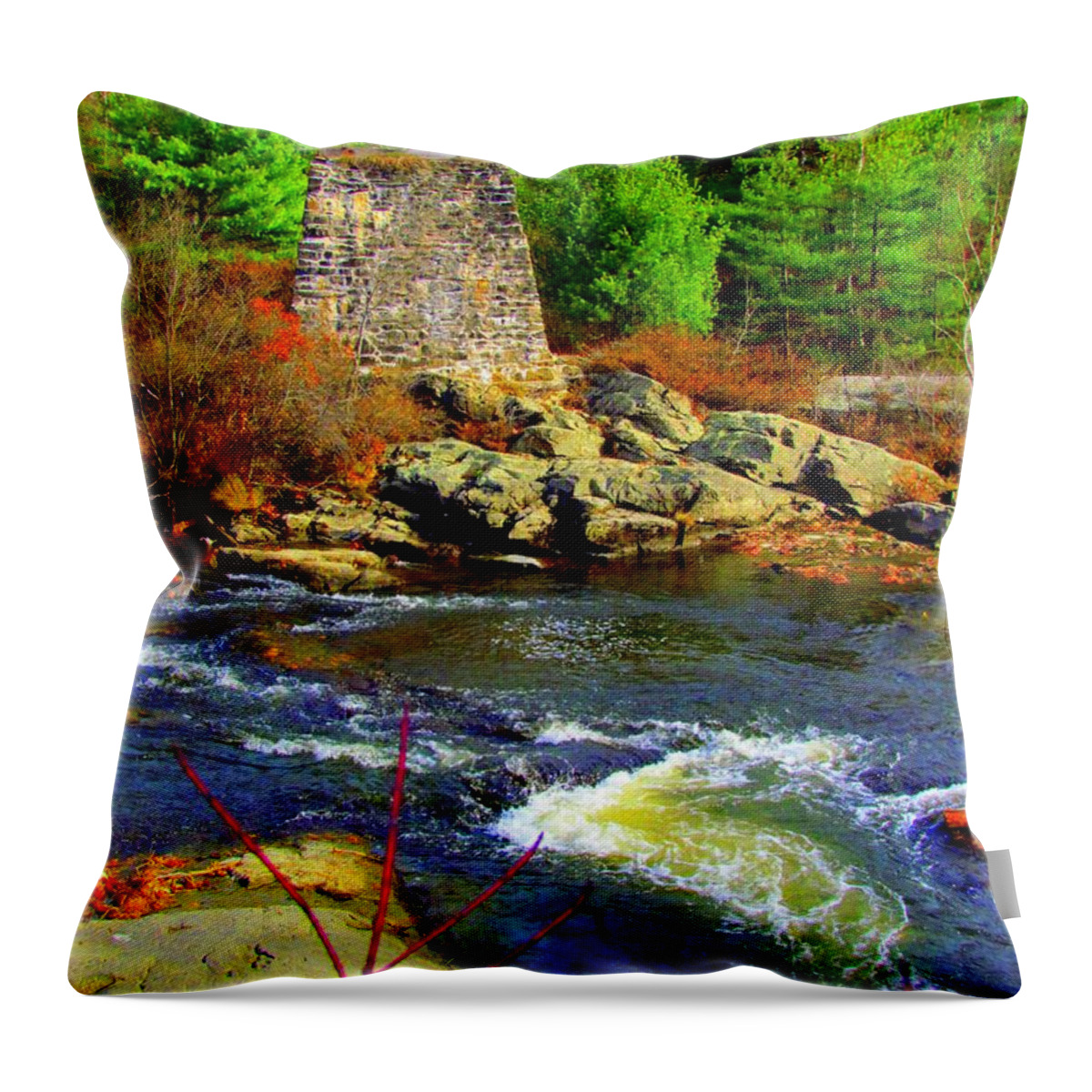 Royal River Throw Pillow featuring the photograph The Old Mill by Elizabeth Dow