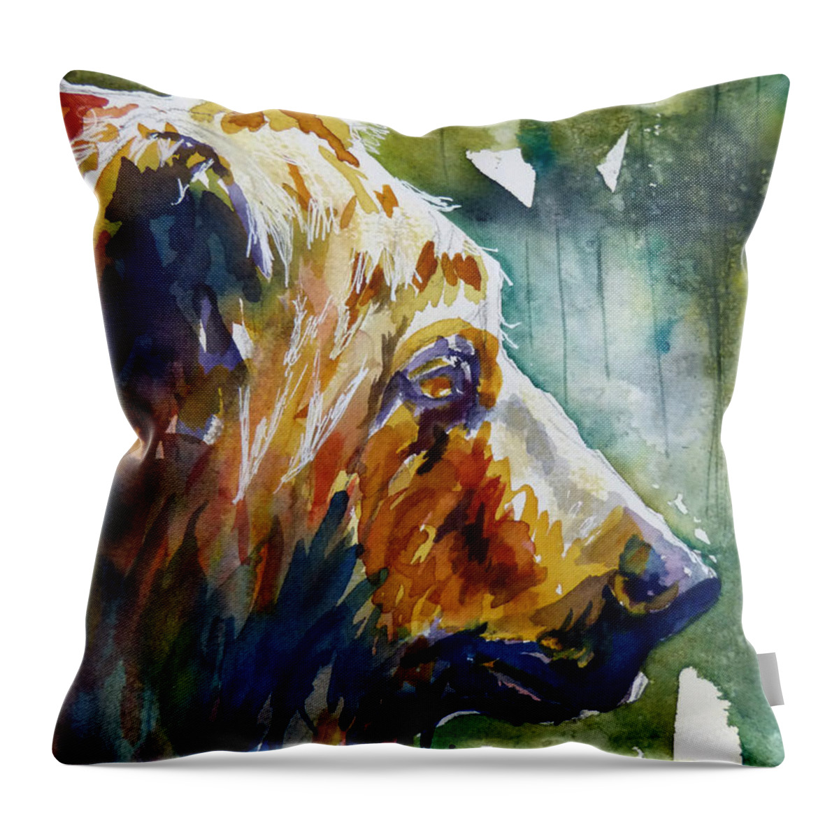 Old Bear Throw Pillow featuring the painting The Old One by P Maure Bausch