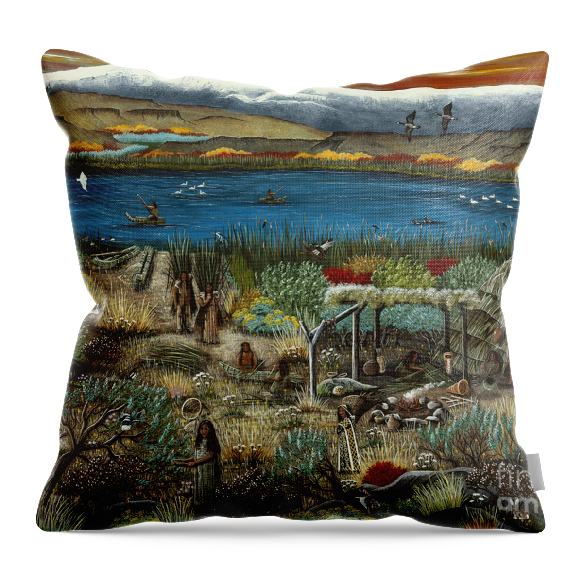 Paiute Throw Pillow featuring the painting The Oregon Paiute by Jennifer Lake
