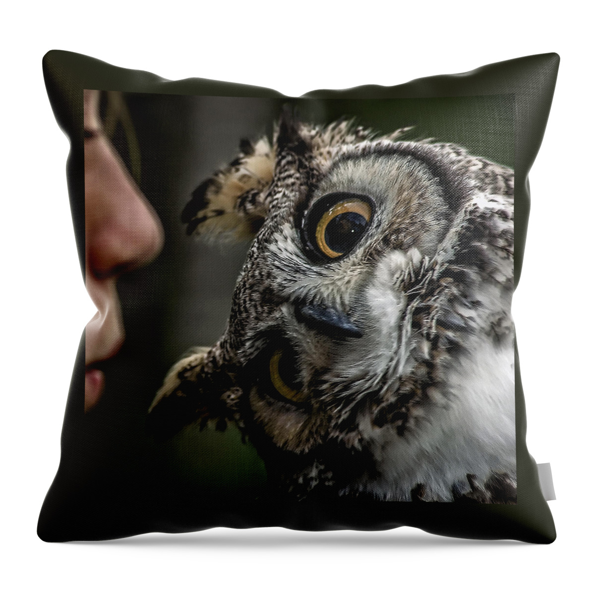 Owl Throw Pillow featuring the photograph The Owl Whisperer by Phil Cardamone