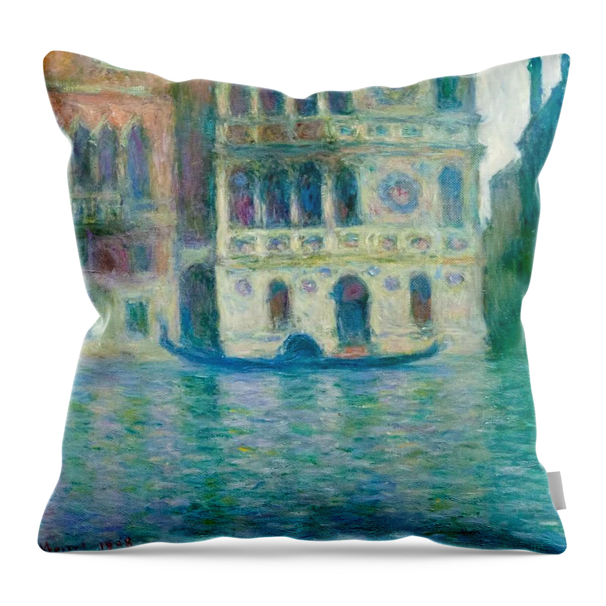 1908 Throw Pillow featuring the painting The Palazzo Dario - Venice by Claude Monet