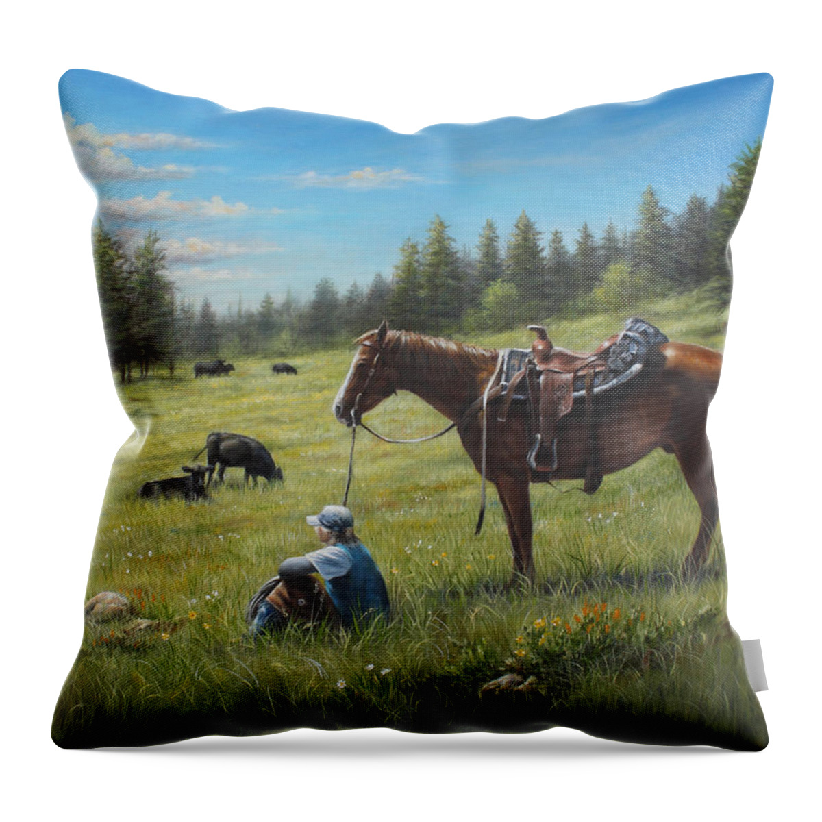 Horse Throw Pillow featuring the painting The Perfect Day by Kim Lockman