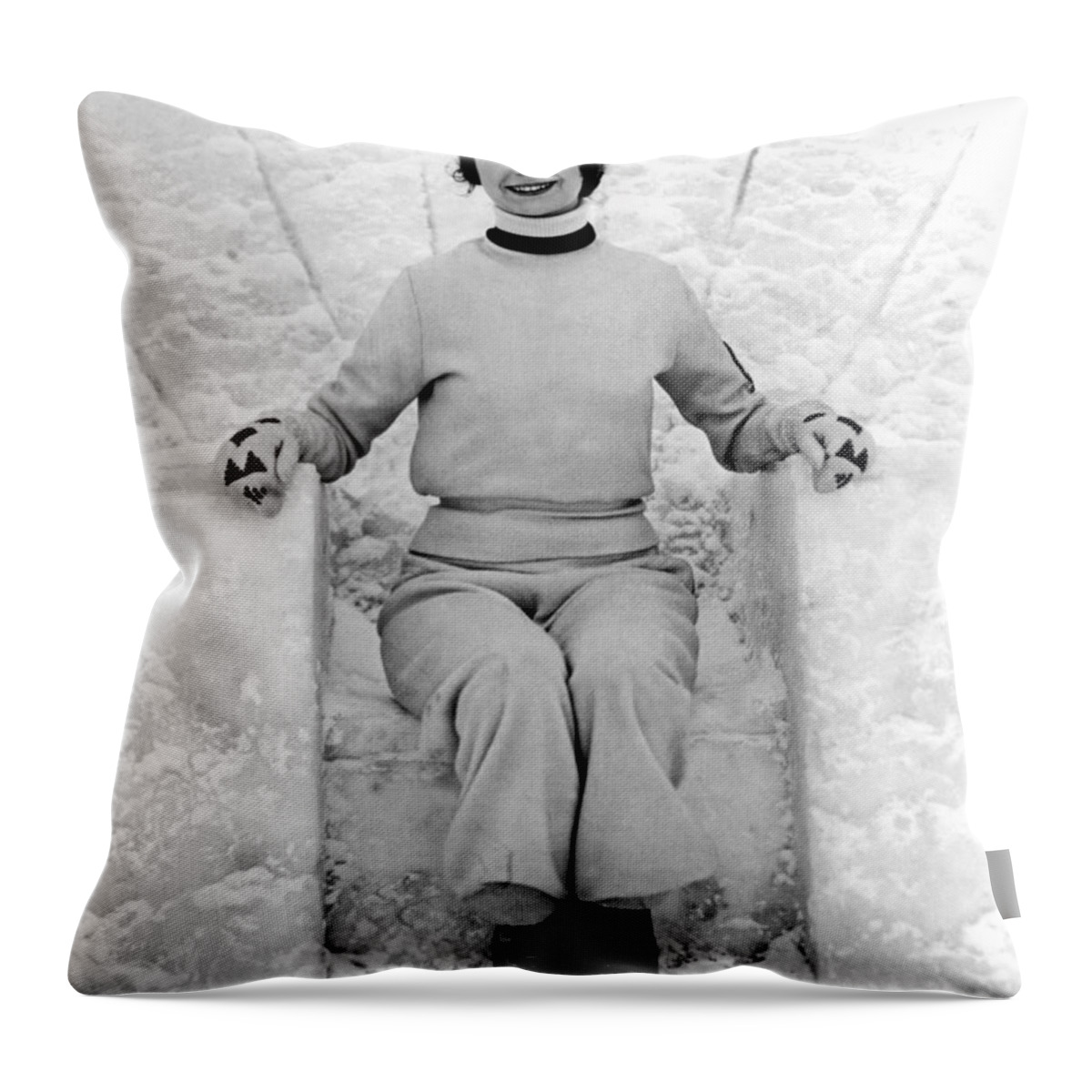 1926 Throw Pillow featuring the photograph The Petosky Snow Queen by Underwood Archives