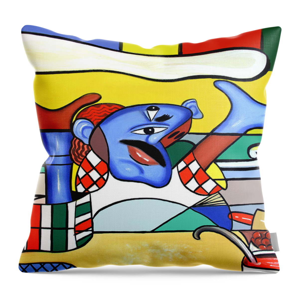  Pizza Chef Throw Pillow featuring the painting The Pizza Guy by Anthony Falbo