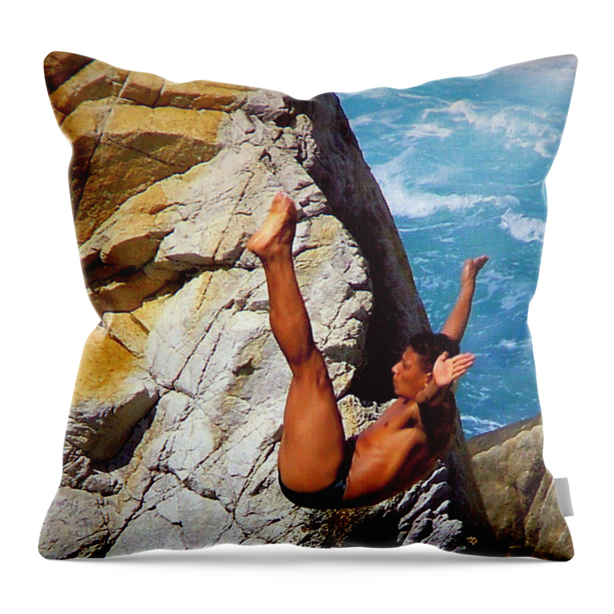 Mexico Throw Pillow featuring the photograph The Plunge  by Karen Wiles