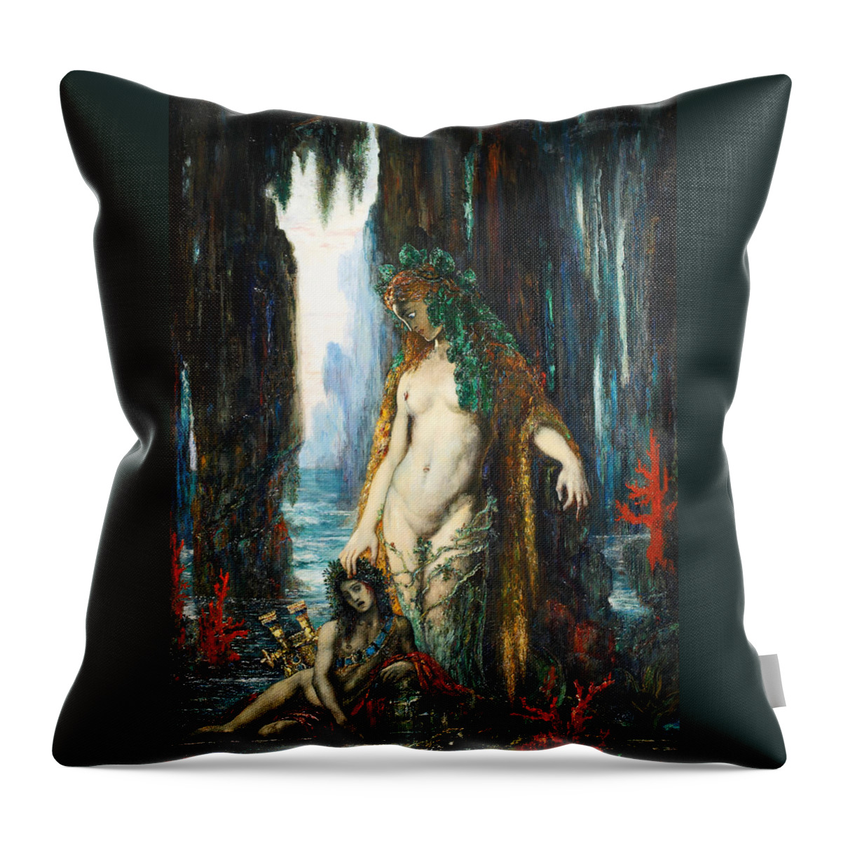 Gustave Moreau Throw Pillow featuring the painting The Poet and the Siren by Gustave Moreau