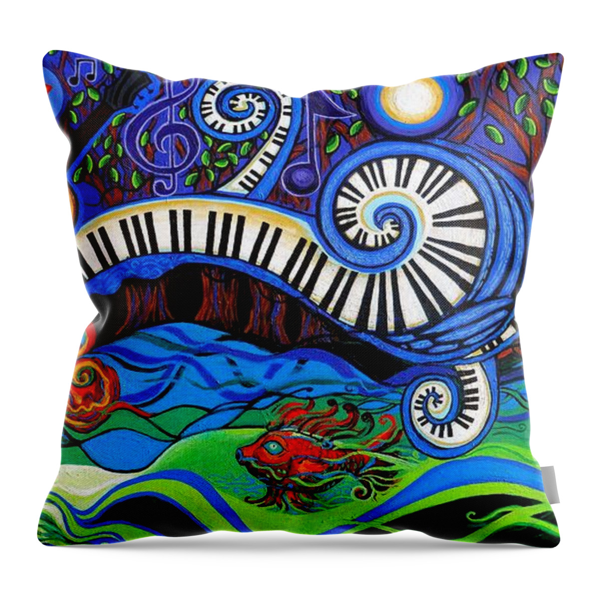 Music Throw Pillow featuring the painting The Power Of Music by Genevieve Esson