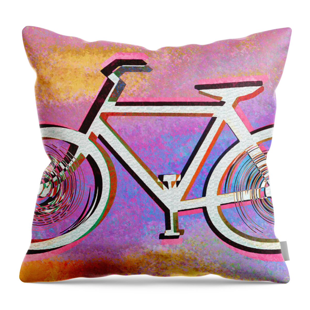 The Psychedelic Bicycle Throw Pillow featuring the digital art The Psychedelic Bicycle by Bill Cannon
