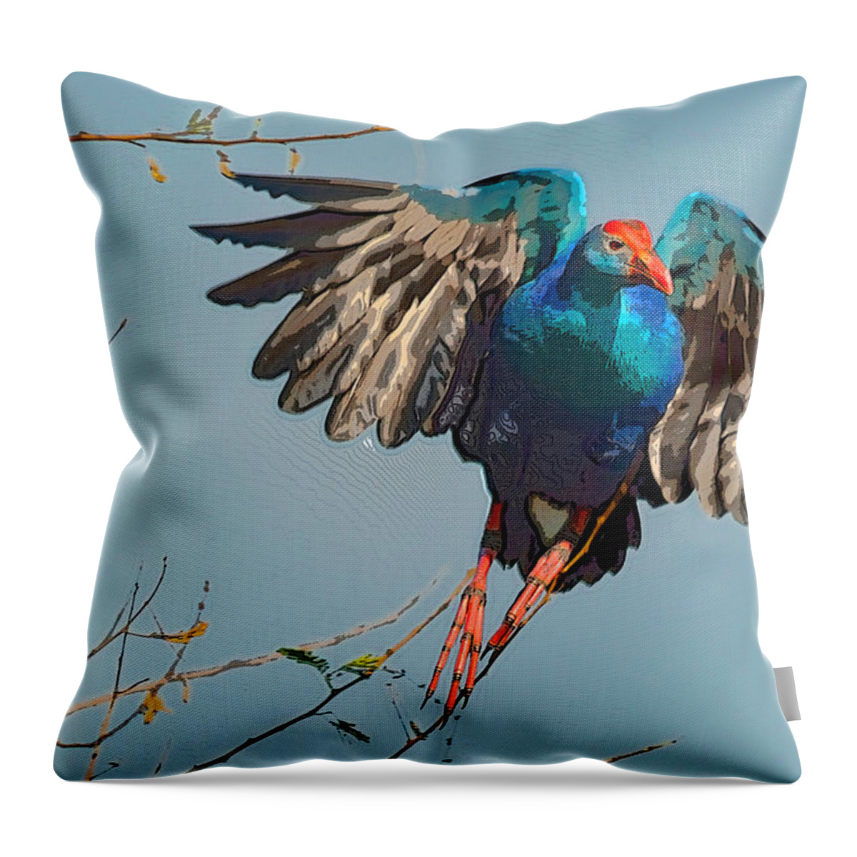 Bird Throw Pillow featuring the photograph The Purple Swamphen by Manjot Singh Sachdeva