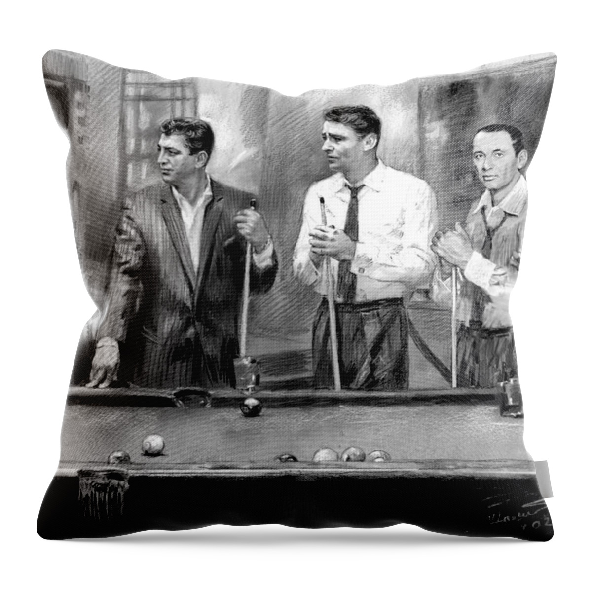 The Rat Pack Throw Pillow featuring the drawing The Rat Pack by Viola El