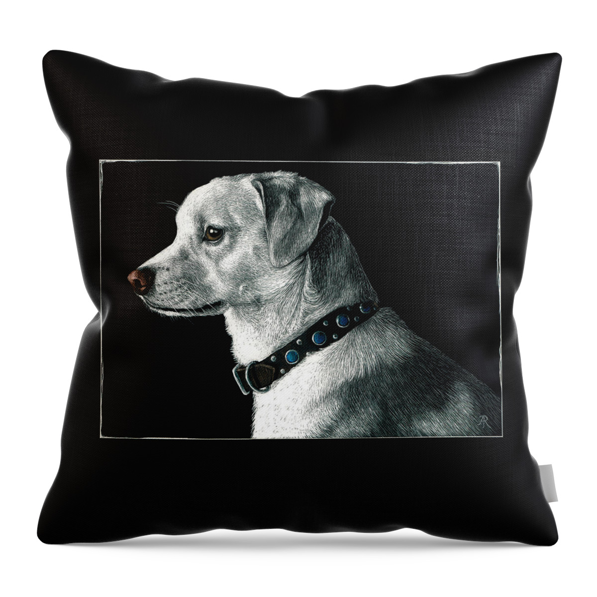 Dog Throw Pillow featuring the drawing The Ratter by Ann Ranlett