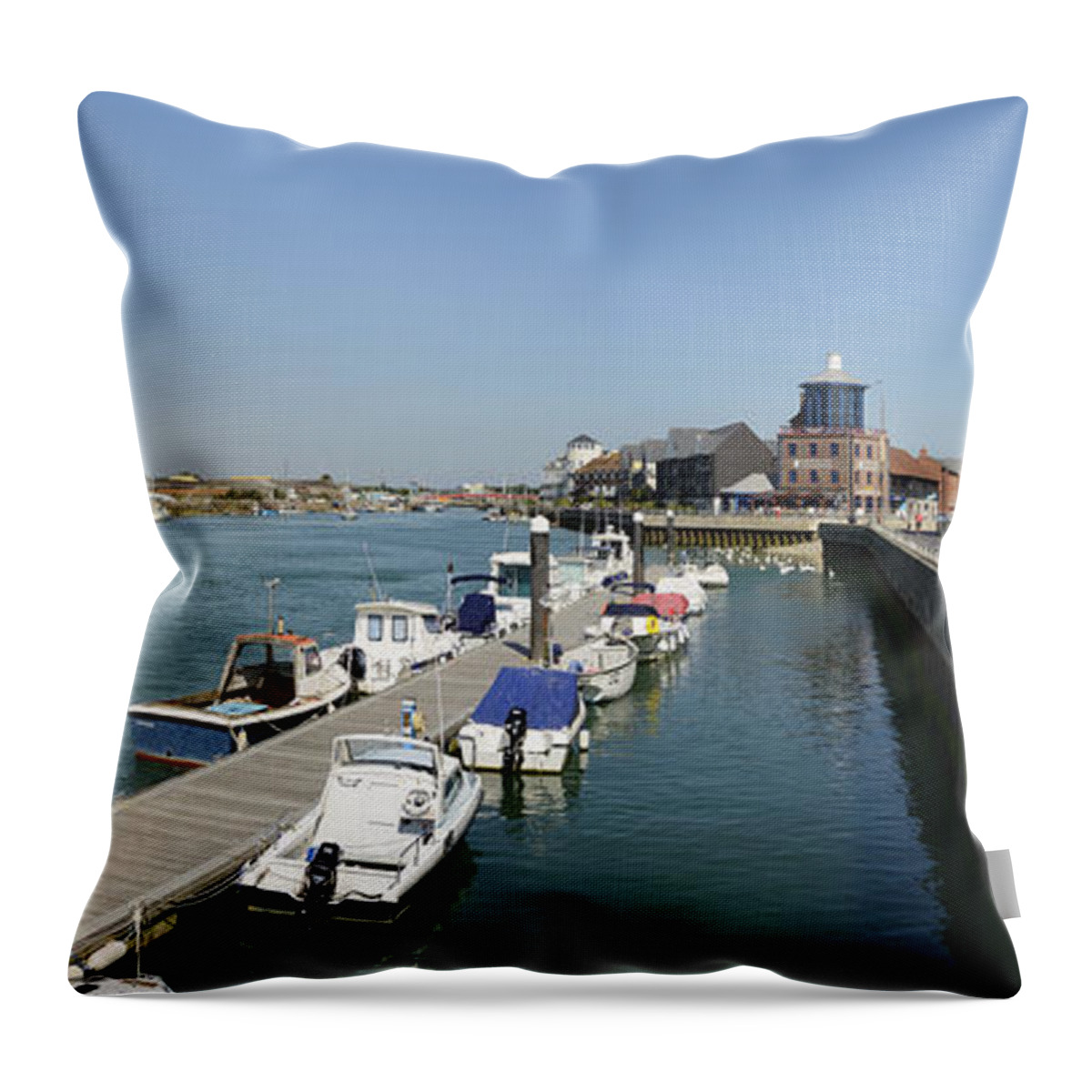 Panoramic Throw Pillow featuring the photograph The River Arun at Littlehampton by Hazy Apple