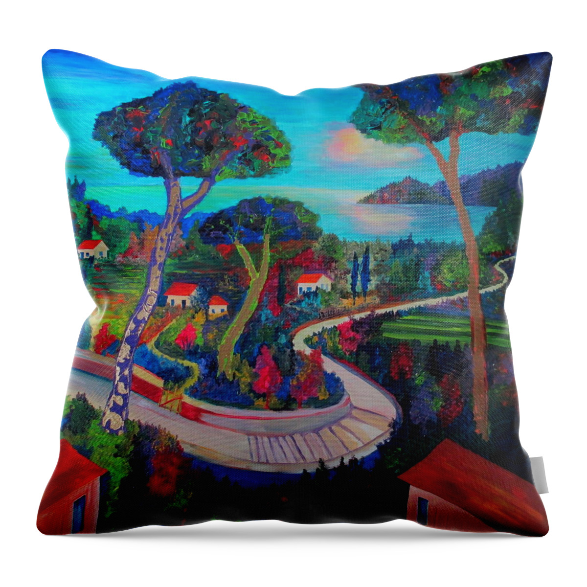 Landscape Throw Pillow featuring the painting The Road To Recovery by Randall Weidner