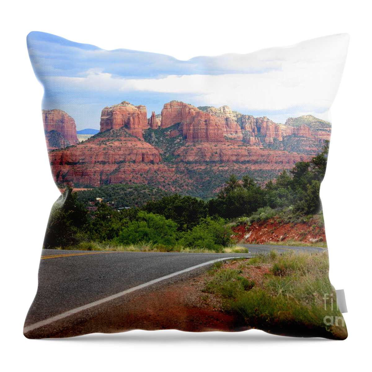 Sedona Throw Pillow featuring the photograph The Road to Sedona by Carol Groenen