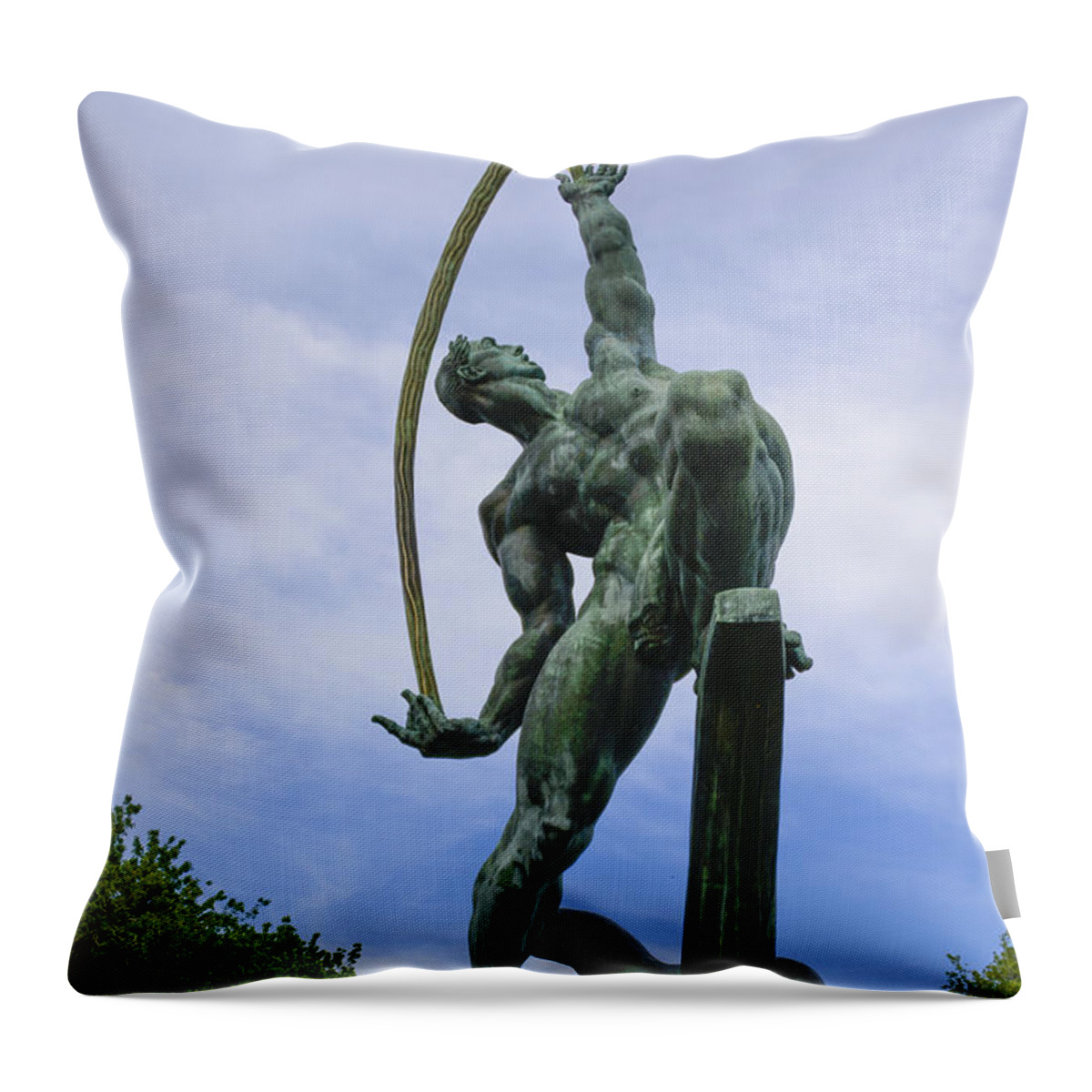 Donal De Lue Throw Pillow featuring the photograph The Rocket Thrower by Theodore Jones