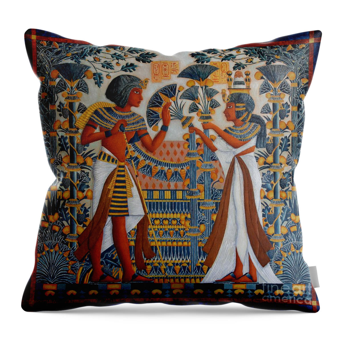 Egyptian Throw Pillow featuring the painting The Royal Couple by Jane Whiting Chrzanoska