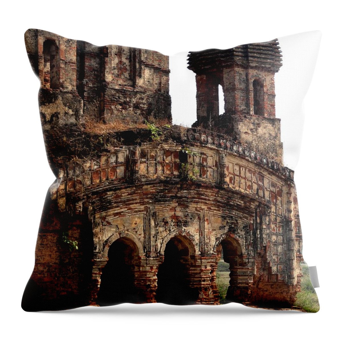 Tranquility Throw Pillow featuring the photograph The Ruins Of The Garh, Terracotta Temple by My Image