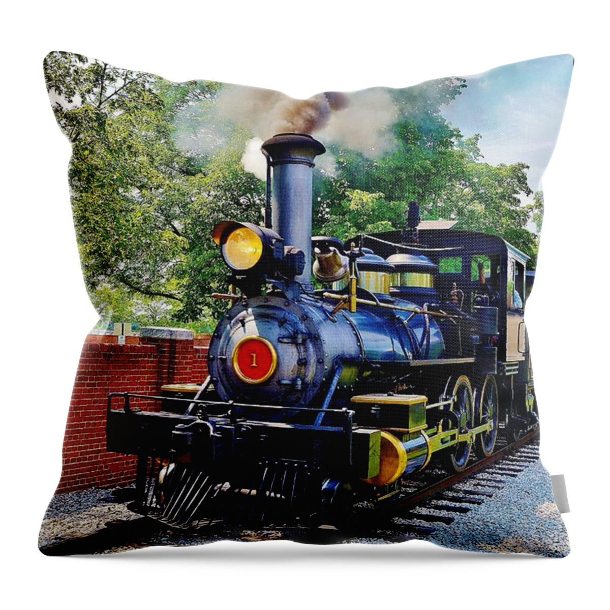 Train Throw Pillow featuring the photograph The RxR at Greefield Village by Daniel Thompson