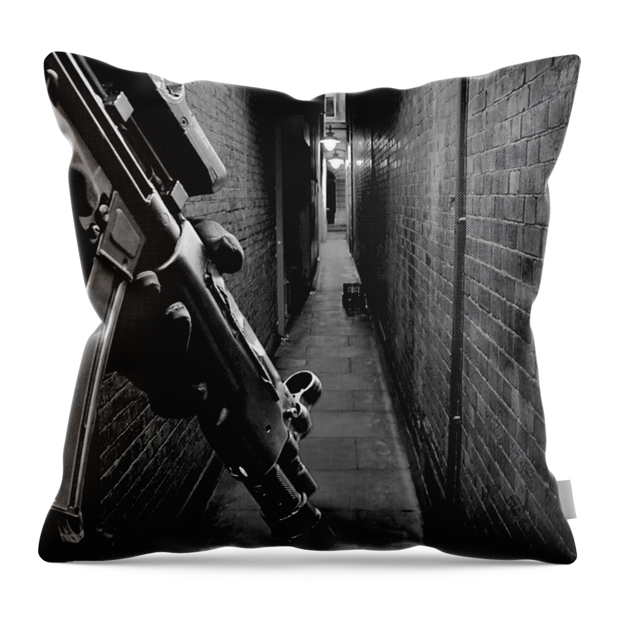 Machine Gun Throw Pillow featuring the photograph The Search is On by Jasna Buncic