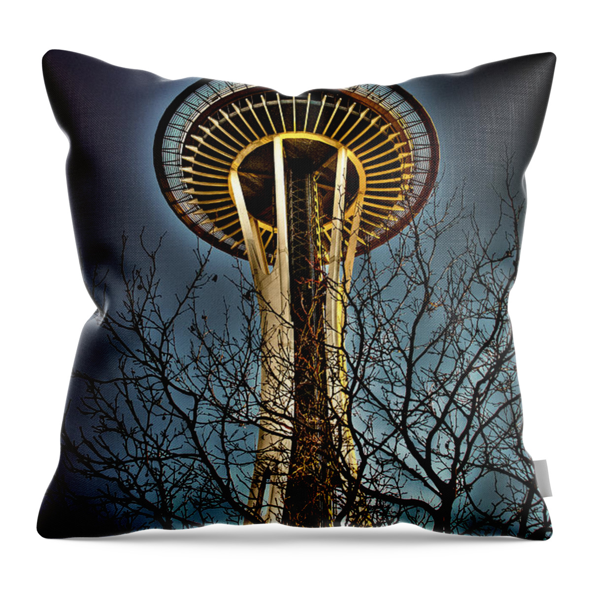 The Space Needle Throw Pillow featuring the photograph The Seattle Space Needle IV by David Patterson