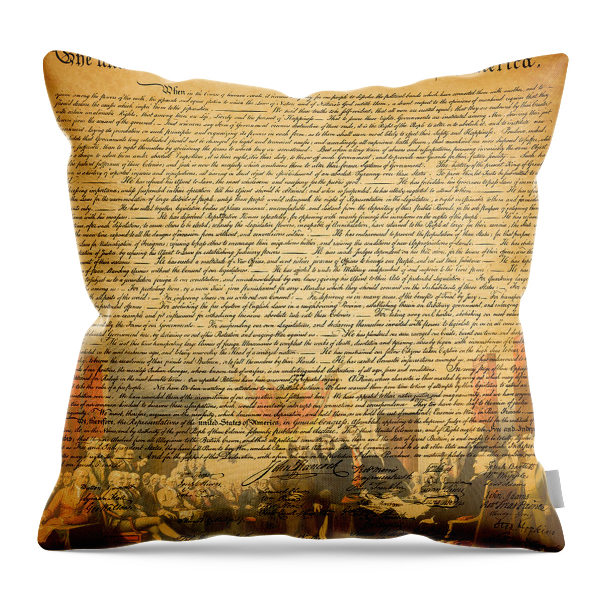 Wingsdomain Throw Pillow featuring the photograph The Signing of The United States Declaration of Independence by Wingsdomain Art and Photography