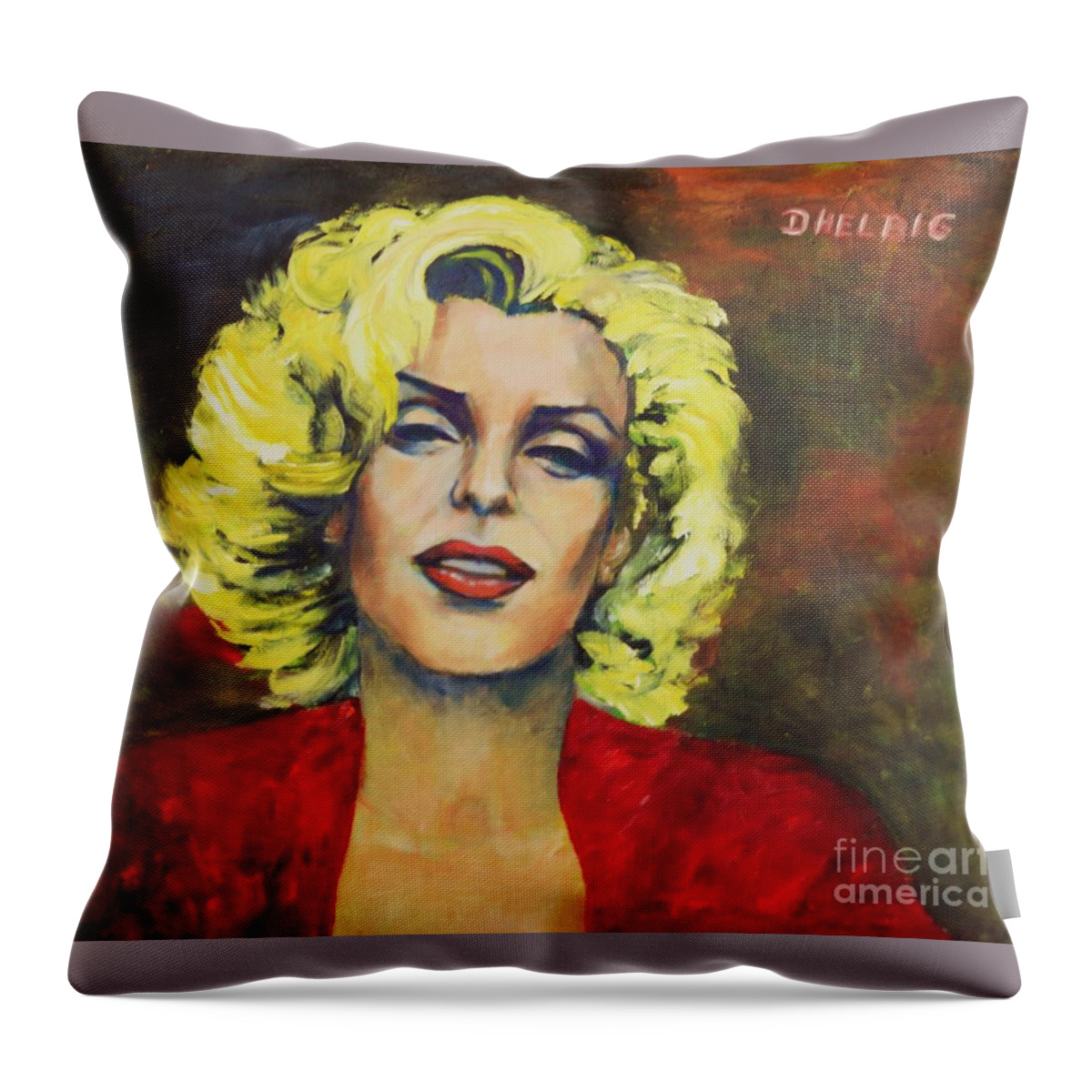 Unforgettably-original Oilpainting Throw Pillow featuring the painting The Smile    by Dagmar Helbig