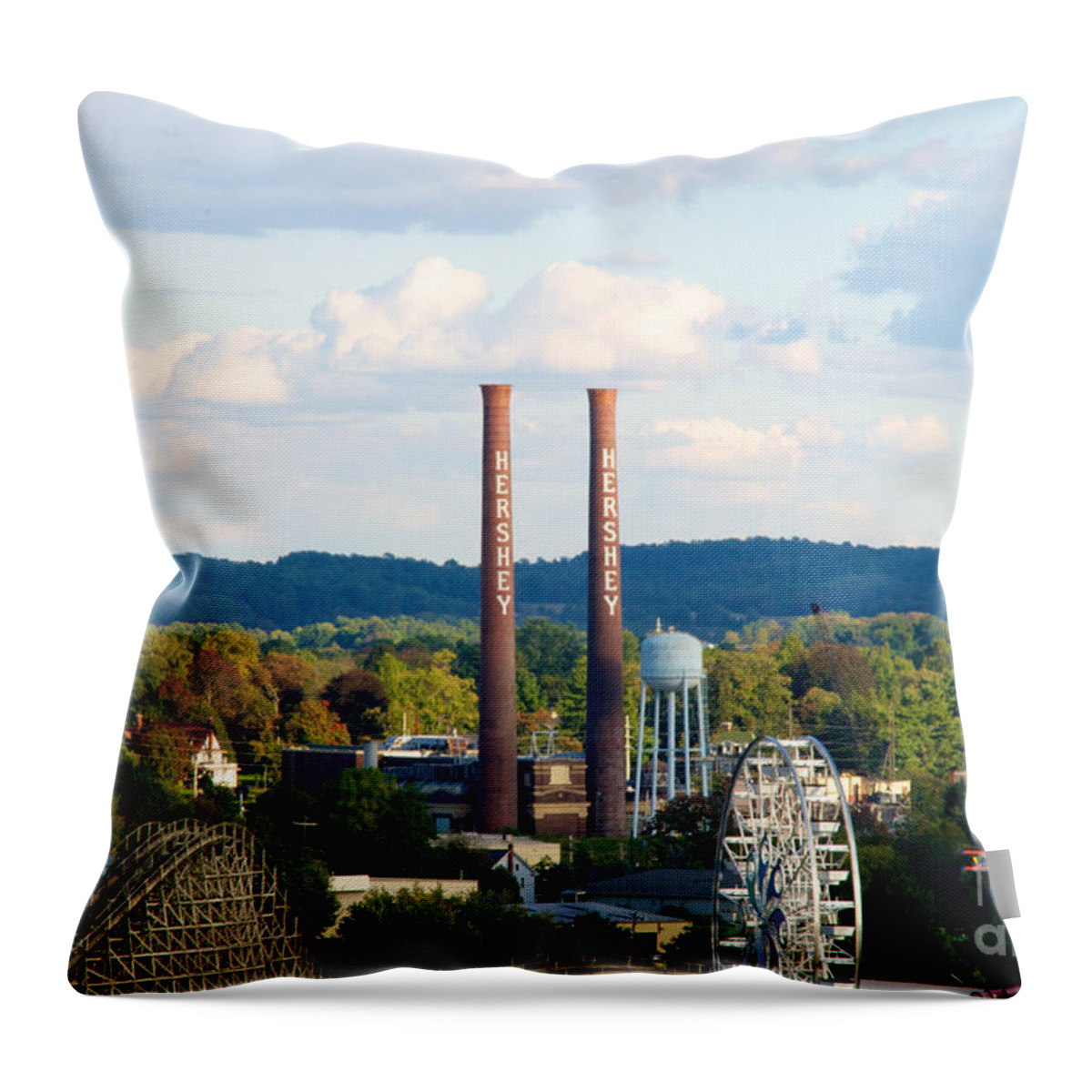 Chimney Throw Pillow featuring the photograph The Smoke Stacks Stand Resolute by Mark Dodd