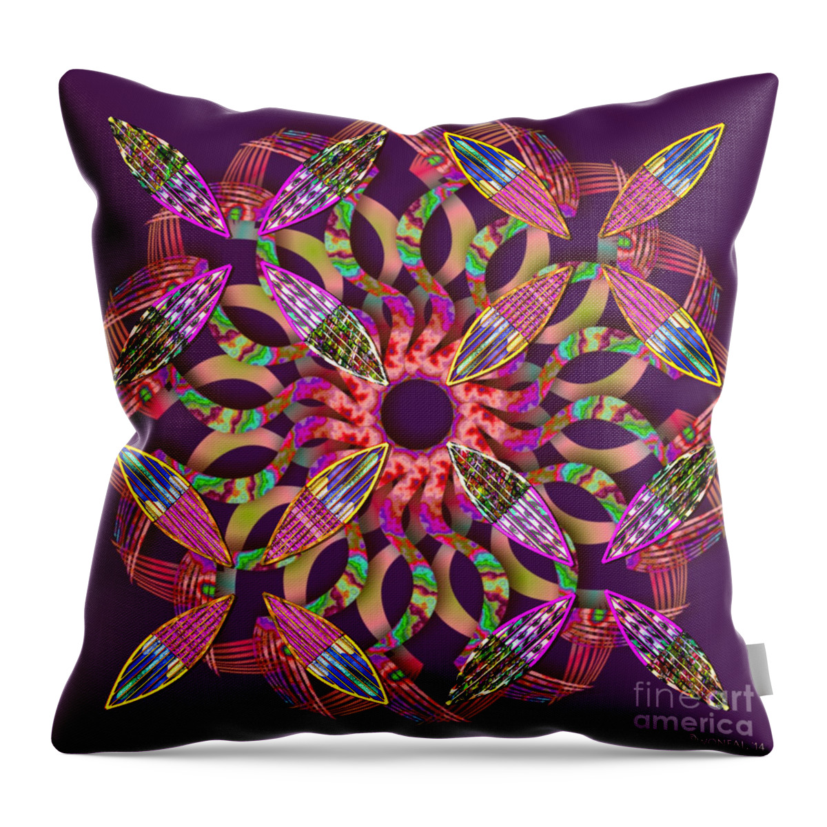 Conceptuals Throw Pillow featuring the digital art Blooming Mandala 1 by Walter Neal