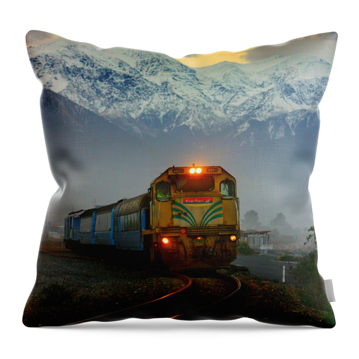 Exotic Rail Throw Pillow featuring the photograph The Southerner Train New Zealand by Amanda Stadther