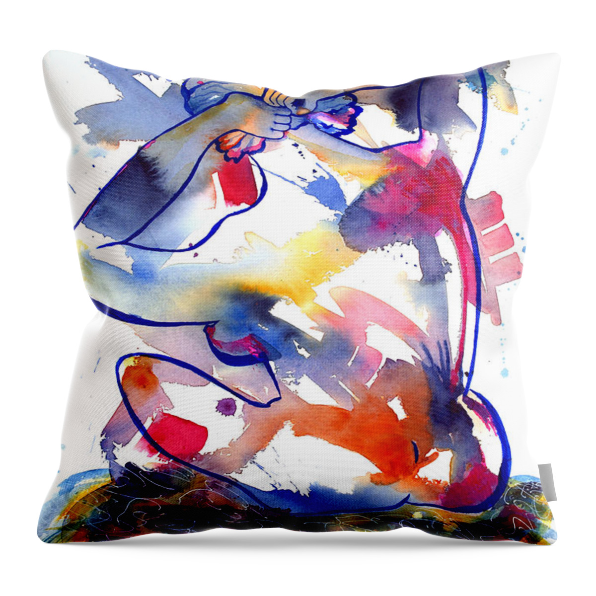 Nude Throw Pillow featuring the painting The Southside by Kim Shuckhart Gunns