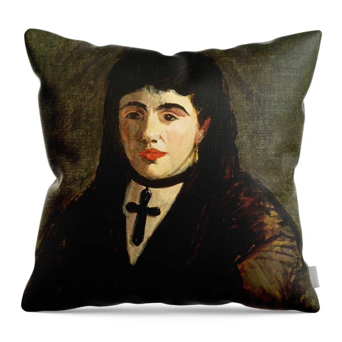 Spanish Throw Pillow featuring the painting The Spaniard by Edouard Manet