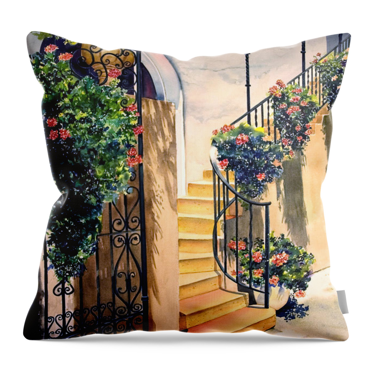 Stairway Throw Pillow featuring the painting The Stairway by Phyllis London