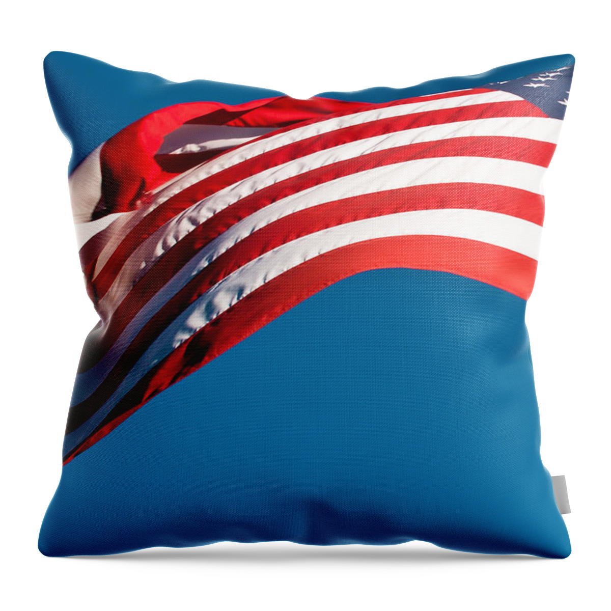 Flag Throw Pillow featuring the photograph The Stars and Stripes Waving by David Patterson