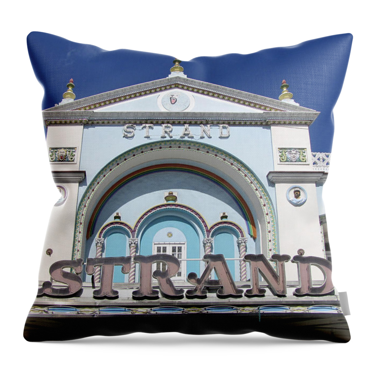 Vintage Throw Pillow featuring the photograph The Strand Key West by Bob Slitzan