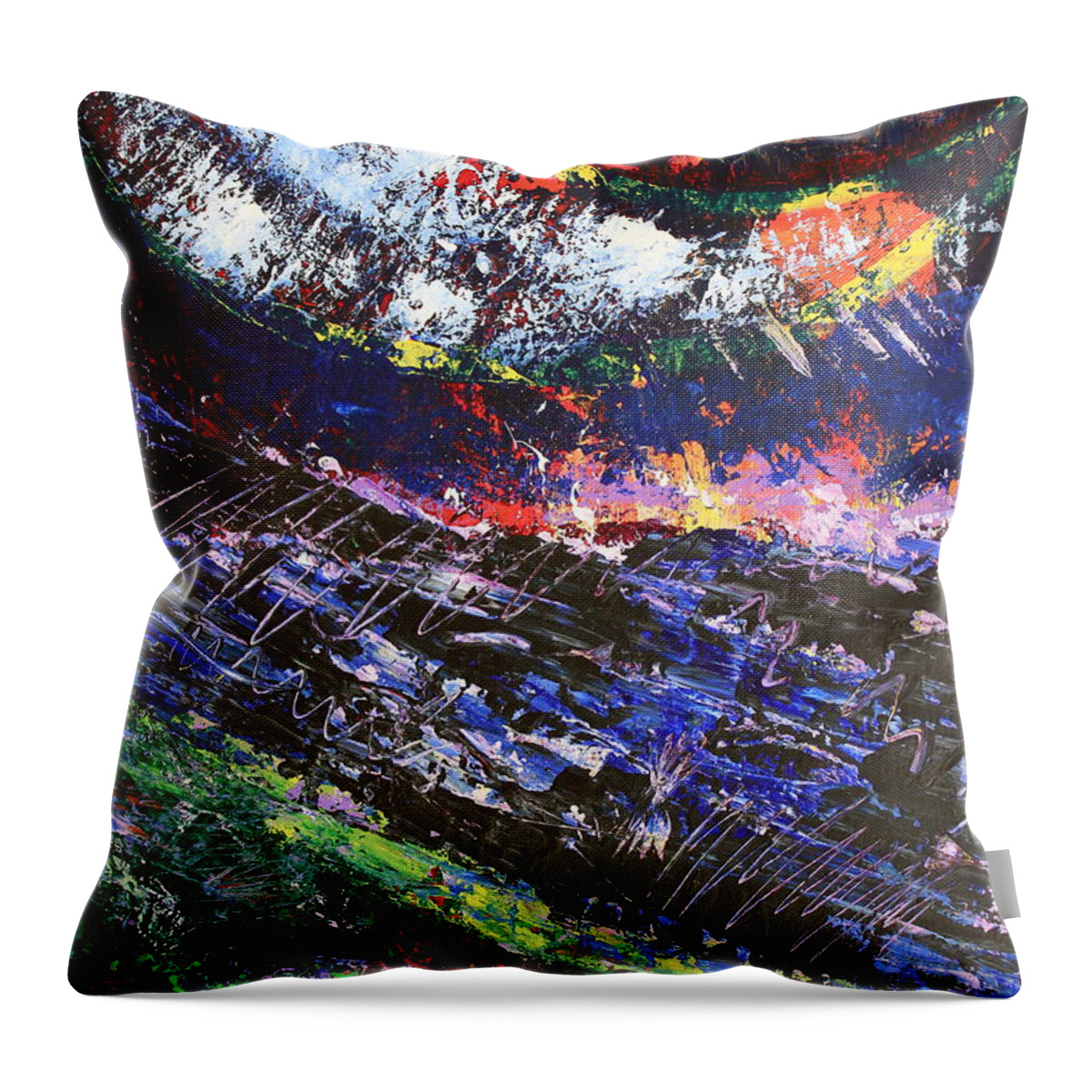 The Sun Moon And Earth Throw Pillow featuring the painting The Sun Moon and Earth by Kume Bryant