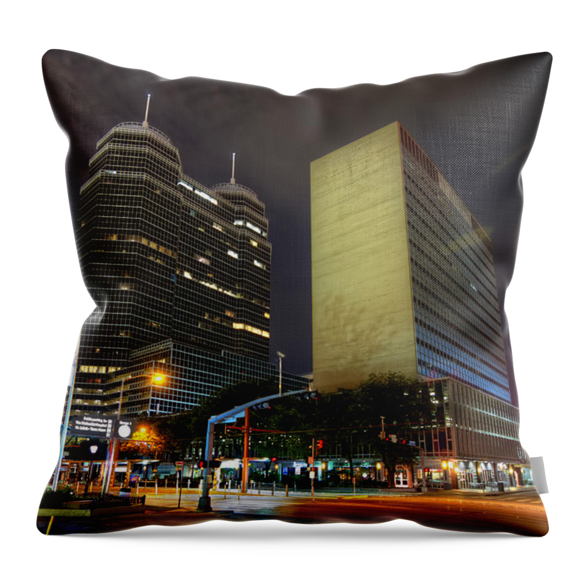 Houston Throw Pillow featuring the photograph The Texas Medical Center at Night by Tim Stanley