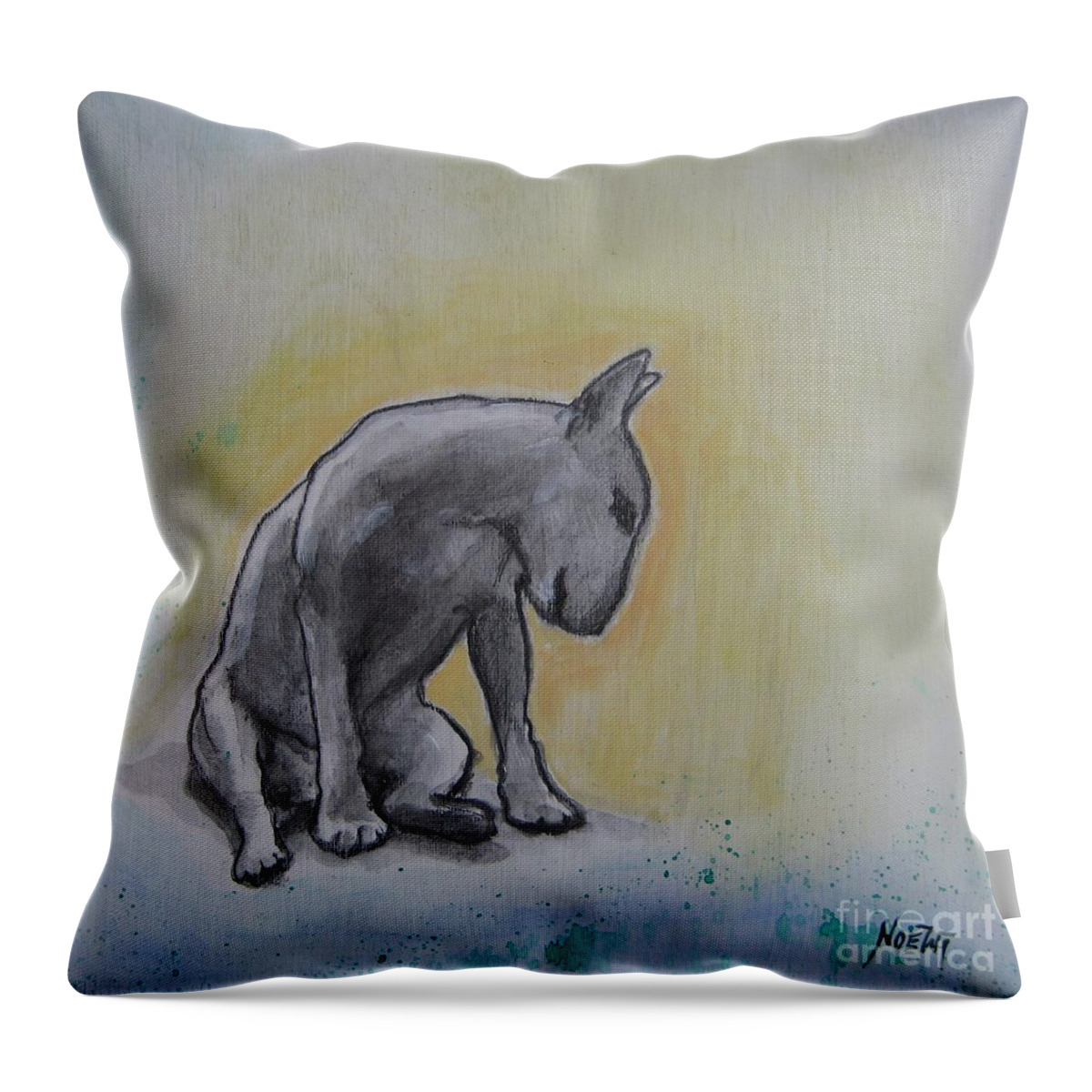 Noewi Throw Pillow featuring the painting The Thinker by Jindra Noewi