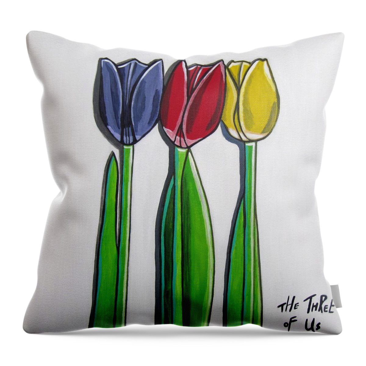 Flower Paintings Throw Pillow featuring the painting The Three of Us by Sandra Marie Adams