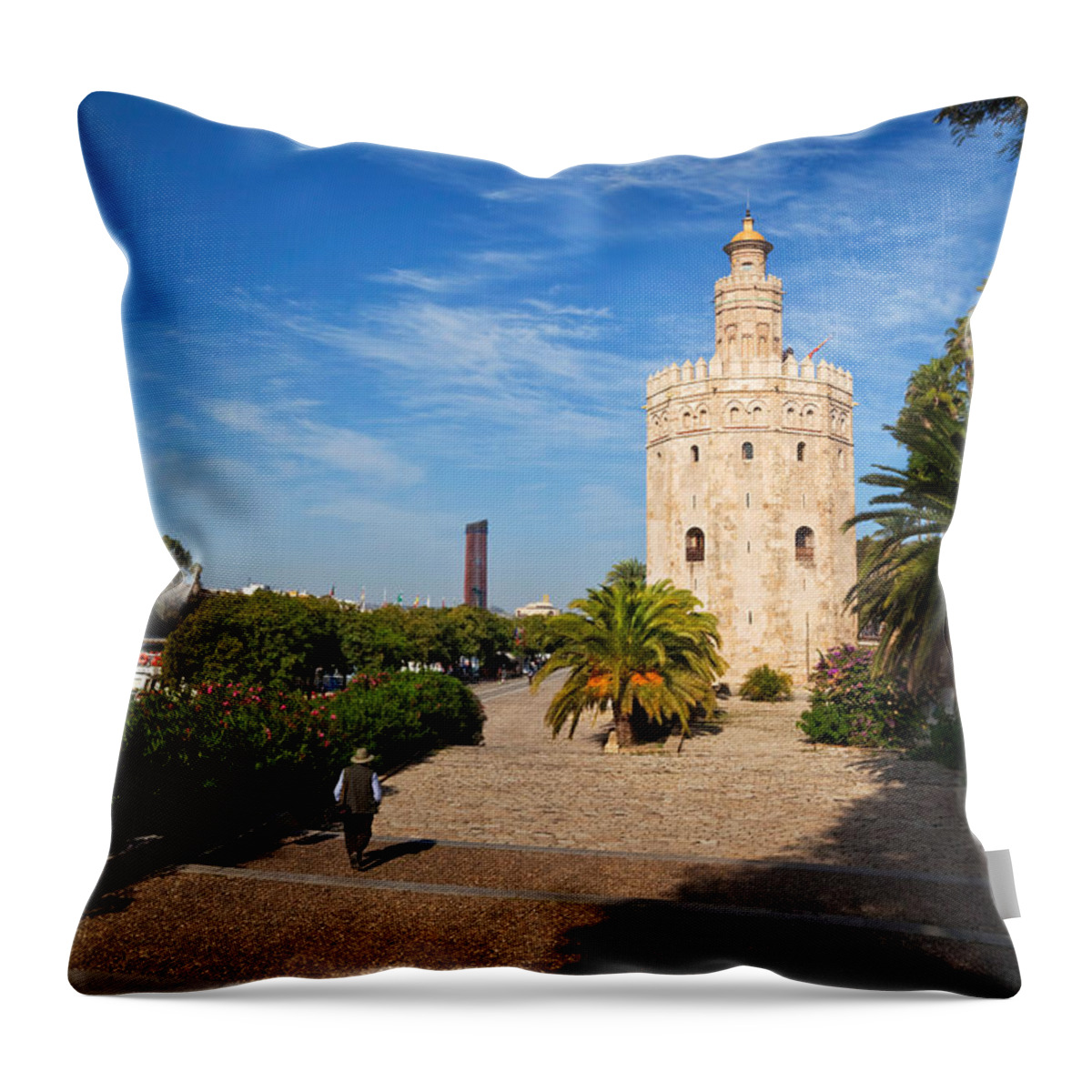 Photography Throw Pillow featuring the photograph The Torre Del Oro, Gold Tower, Military by Panoramic Images