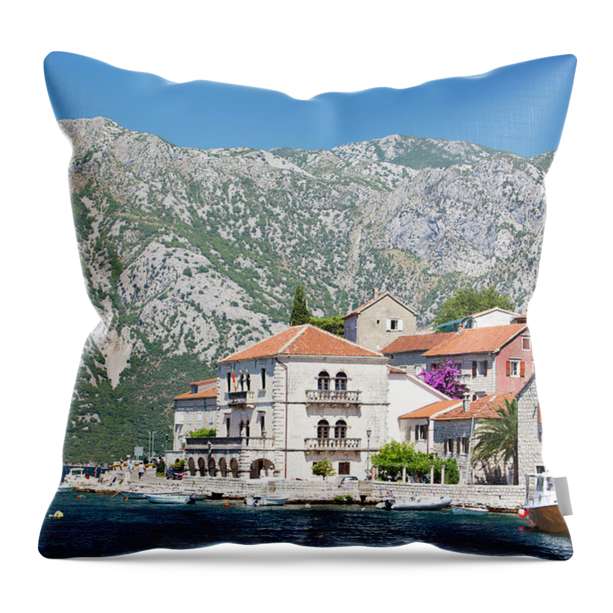 Europe Throw Pillow featuring the photograph The Town Of Perast, The Bay Of Kotor by David Clapp
