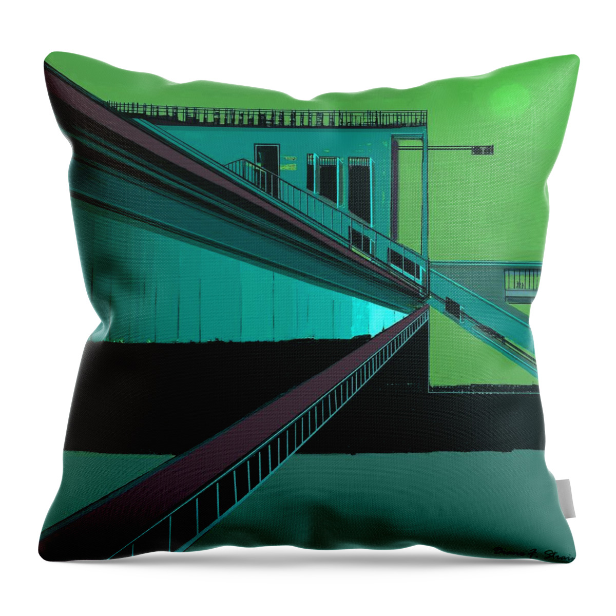 Paintings On Canvas Throw Pillow featuring the painting The Train Station Number 17 by Diane Strain