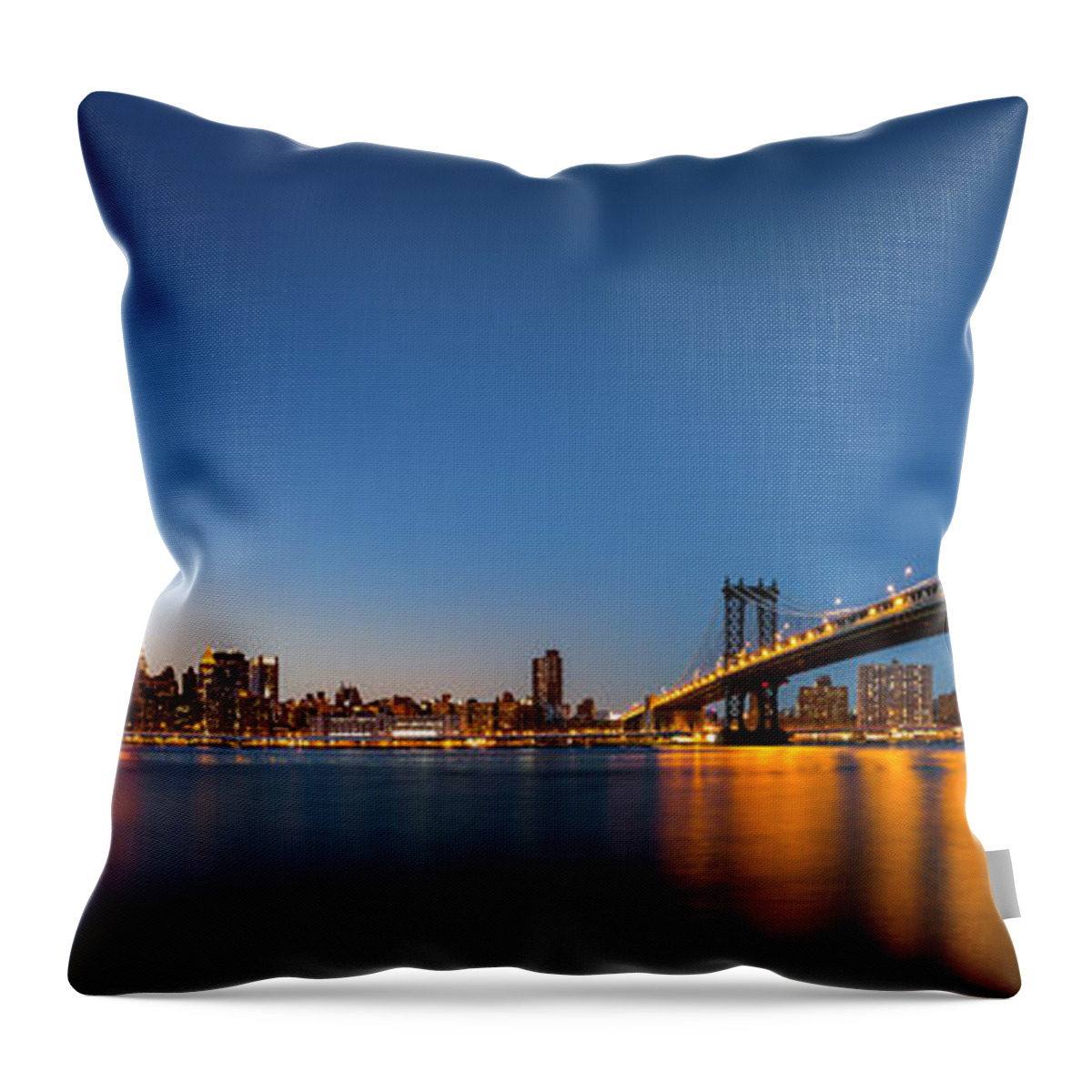 Brooklyn Throw Pillow featuring the photograph The Two Bridges by Mihai Andritoiu