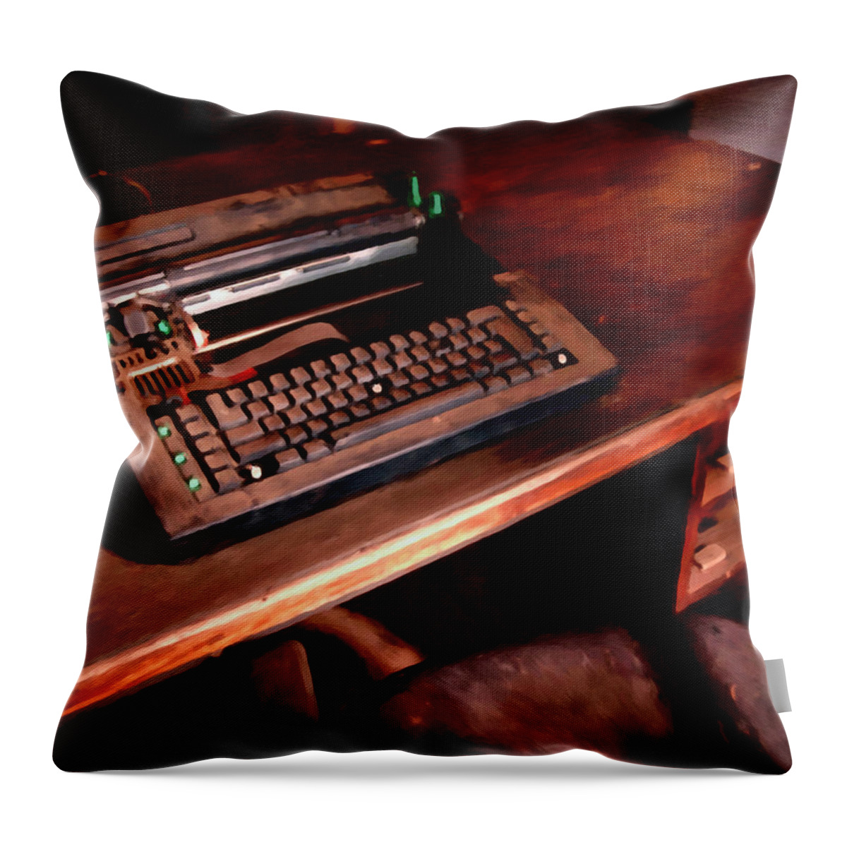 Old Typewriter Throw Pillow featuring the painting The Untold Story by Michael Pickett