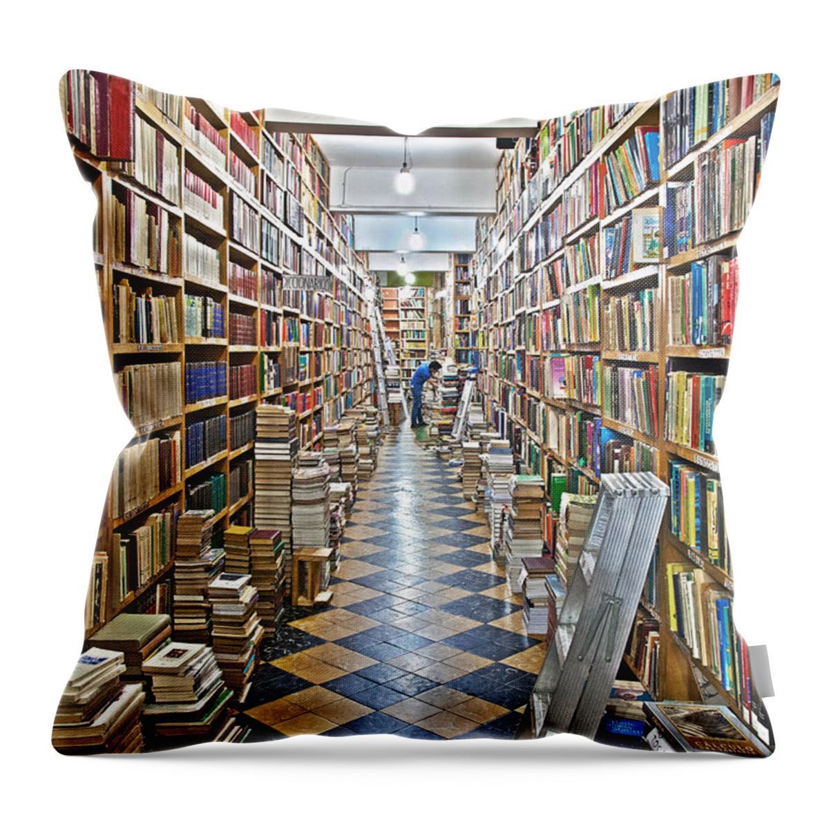 Books Throw Pillow featuring the photograph The Used Bookstore by John Bartosik