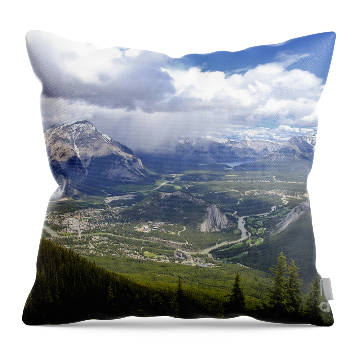 Landscape Throw Pillow featuring the photograph The View from the Top of Sulphur Mountain by Teresa Zieba