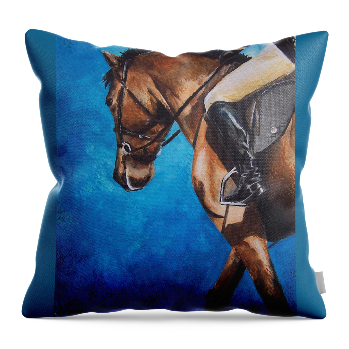 Dressage Throw Pillow featuring the painting The Warm Up by Kathy Laughlin