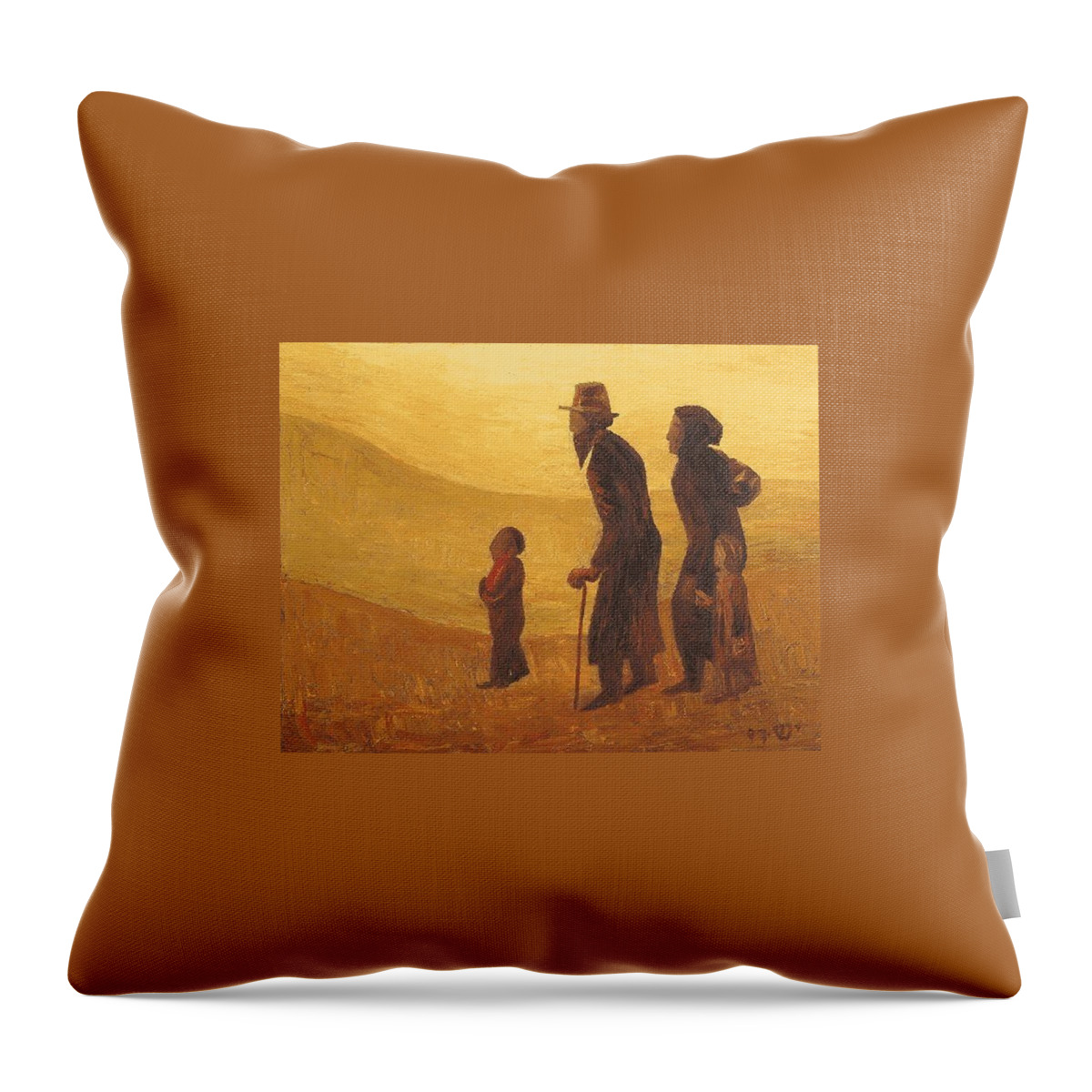 Wholesale Throw Pillow featuring the painting The Way - Aliyah by Israel Tsvaygenbaum