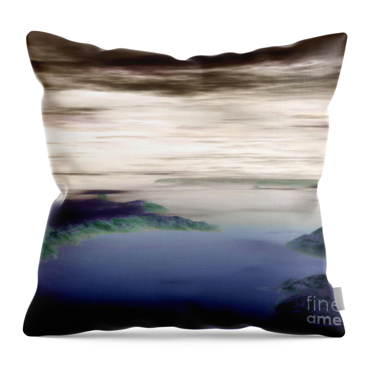 Fog Throw Pillow featuring the painting The Way to Avalon by Pet Serrano