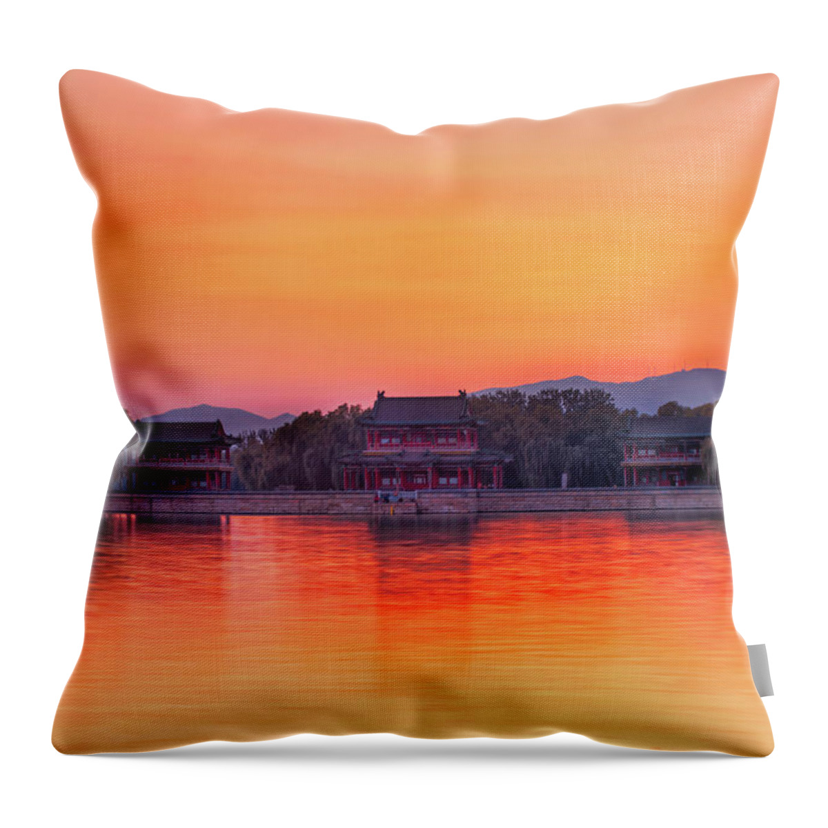 Tranquility Throw Pillow featuring the photograph The West Bank Of The Summer Palace by Czqs2000 / Sts