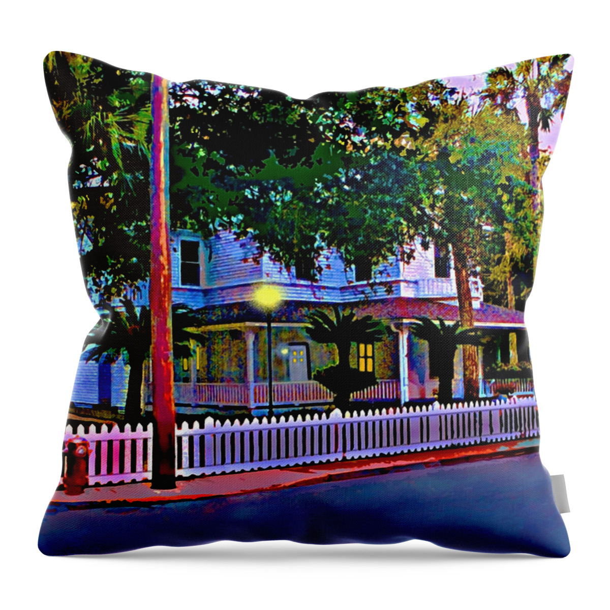 Houses Throw Pillow featuring the painting The White House On The Corner by CHAZ Daugherty